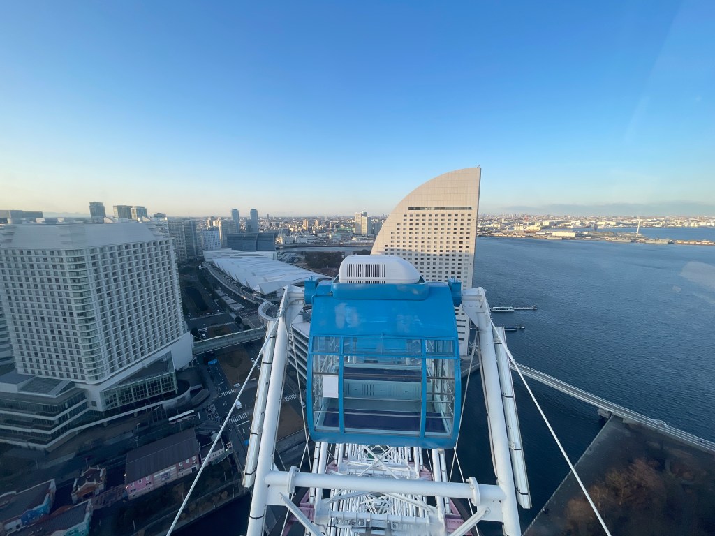 Photo taken from Cosmo Clock looking over Yokohama harbour and city skyscrapers